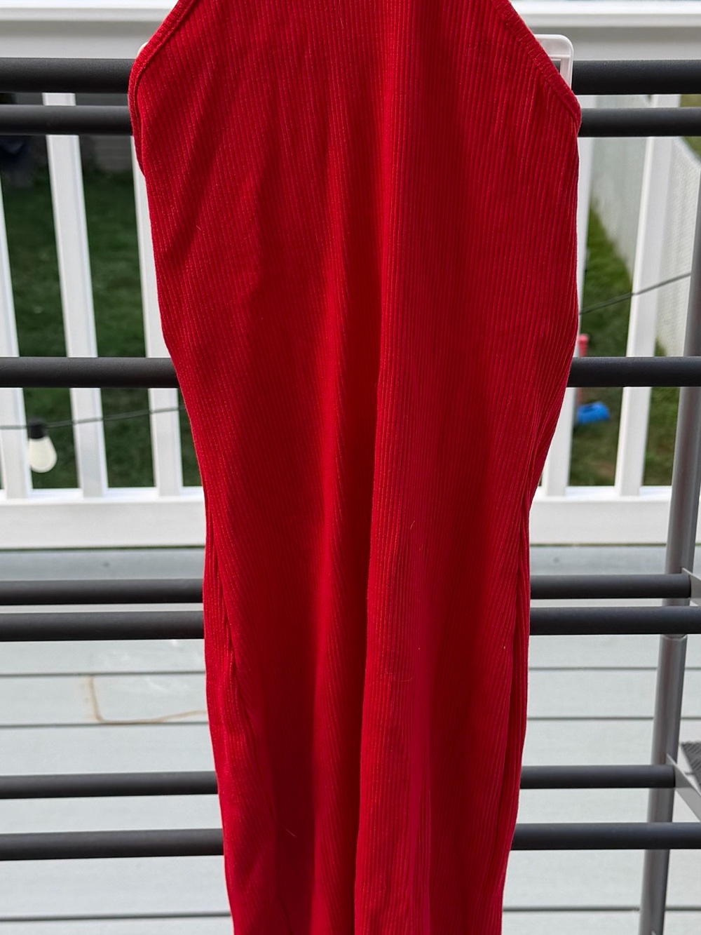 Fashion Nova Bright Red Ribbed Halter Jumpsuit